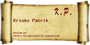 Krisko Patrik névjegykártya